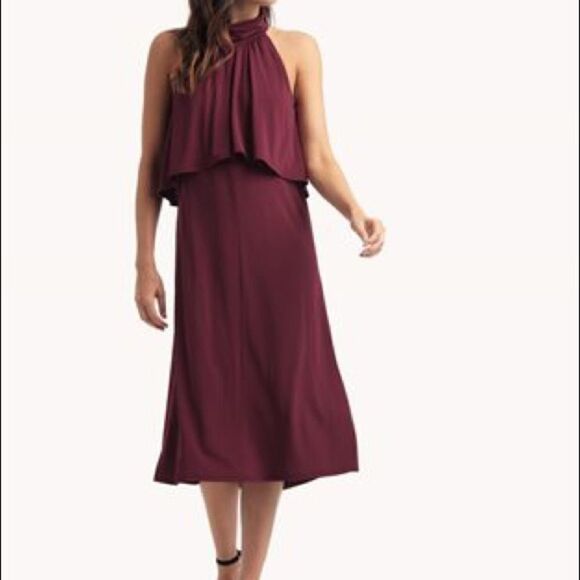 Ells Moss wine halter, layered bodice, NWT-flaw S - Picture 1 of 8